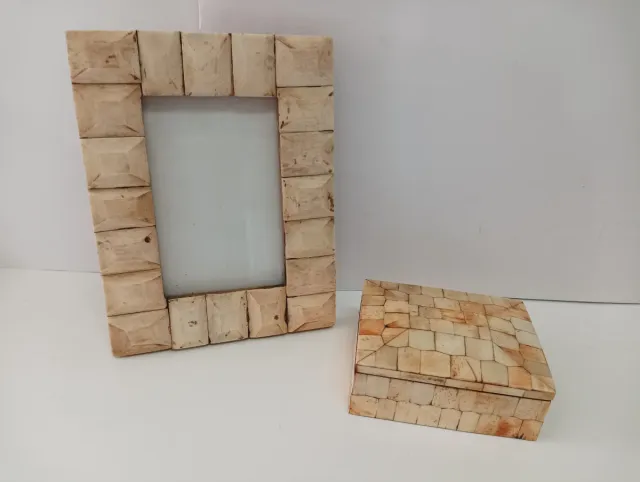 MARCO FOTOS Y CAJA JOYERO DE HUESO