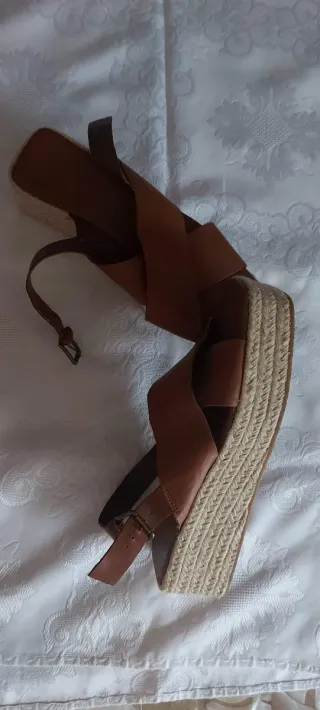 Sandalias Mango Talla 39 Cuña Esparto