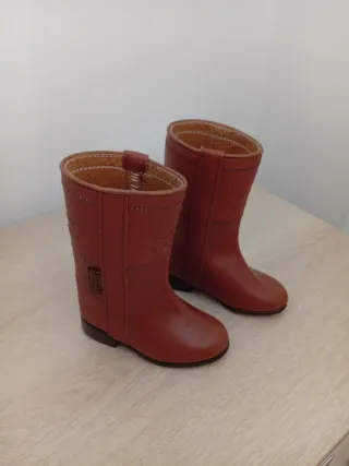 Botos de niño de cuero legítimo marrón número 20