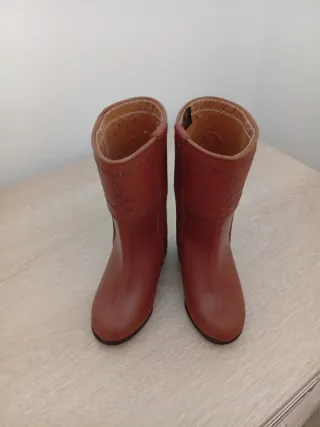 Botos de niño de cuero legítimo marrón número 20