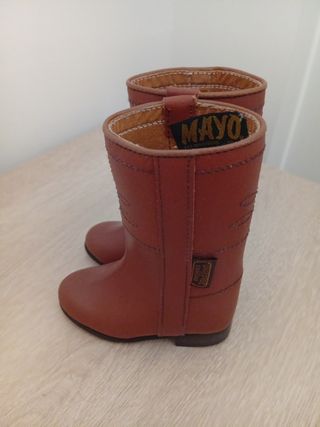 Botos de niño de cuero legítimo marrón número 20