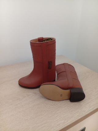 Botos de niño de cuero legítimo marrón número 20