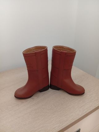 Botos de niño de cuero legítimo marrón número 20