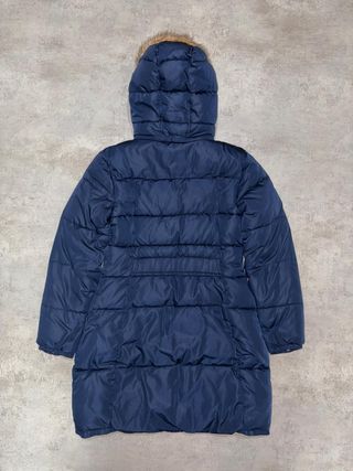 Abrigo Puffer Largo Azul con Capucha