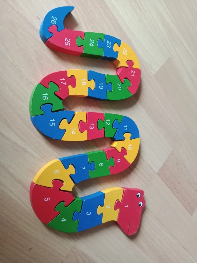 Puzzle Serpiente Madera Números 1-26
