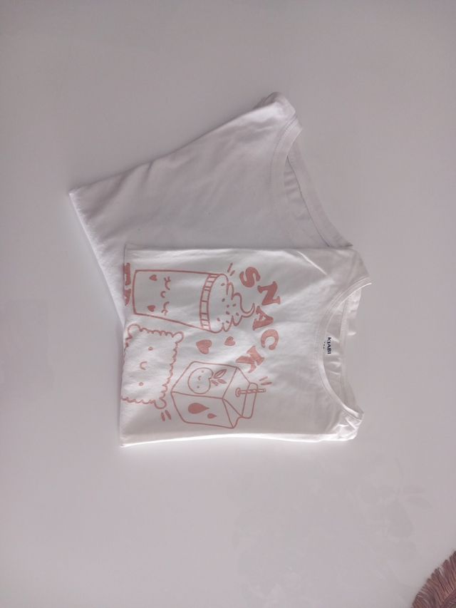 Pack 2 Camisetas Blancas Estampadas Talla 12 Años
