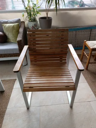 Sillón individual aluminio y madera