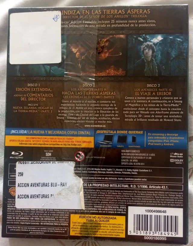 El Hobbit: La Desolación de Smaug Blu-ray Ed. Exte