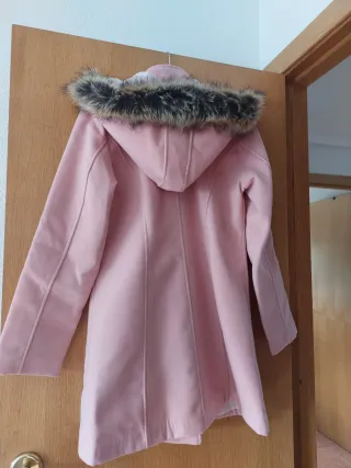 Abrigo rosa vestir con cremallera y capucha
