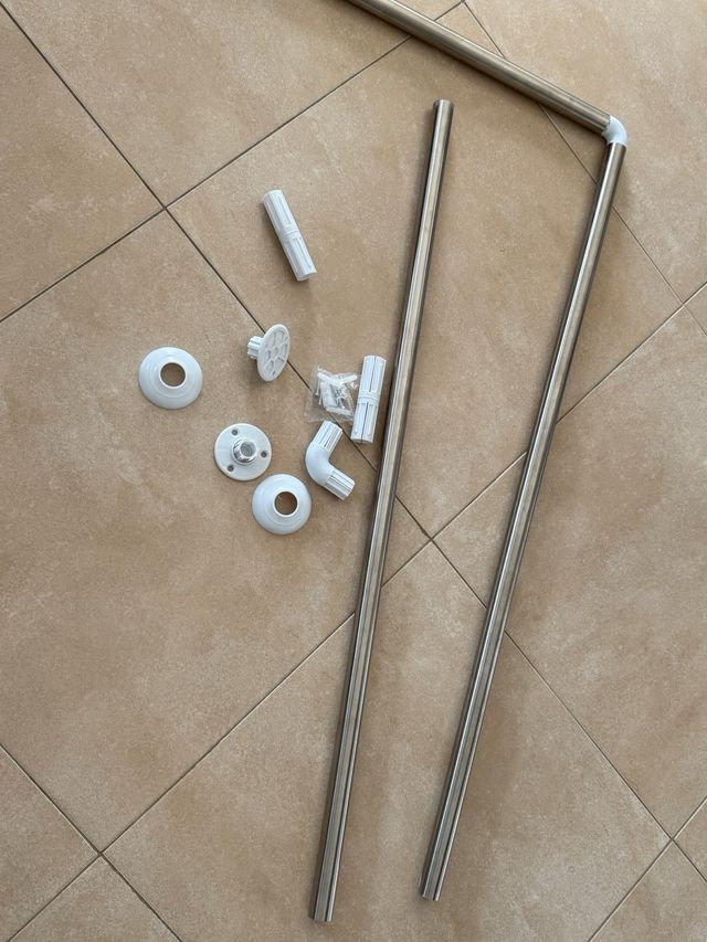 Barra Cortina Ducha Metal Plateado