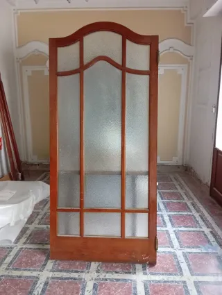 Puerta antigua madera cristal años 40
