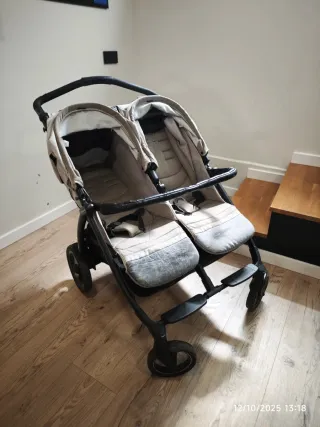 Carro doble PegPerego + 2 Maxicosi + bases Isofix
