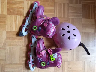 Patines Oxelo T32-36 y Casco Rosa