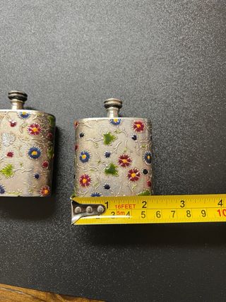 2 Bottiglie Smaltate Fiori