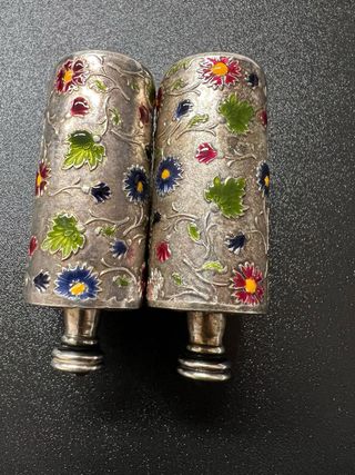 2 Bottiglie Smaltate Fiori