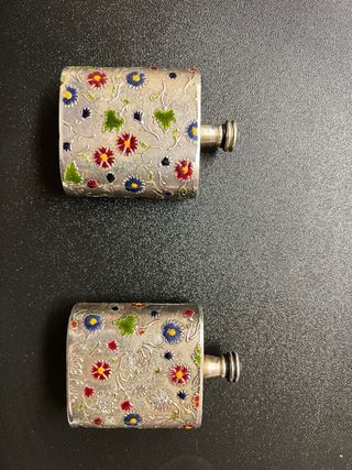 2 Bottiglie Smaltate Fiori