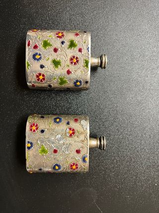 2 Bottiglie Smaltate Fiori