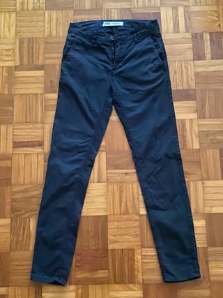 Pantalones Chinos Zara Azul Marino