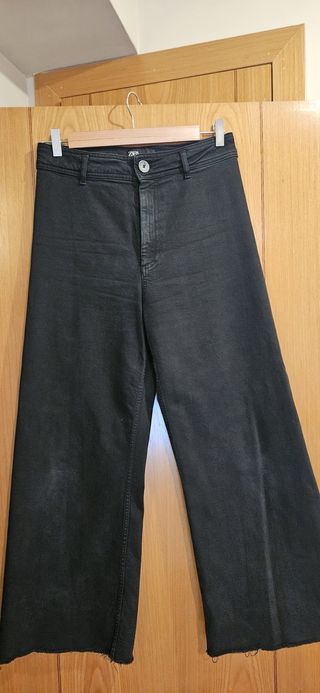 Pantalón Zara Wide Leg Negro Mujer