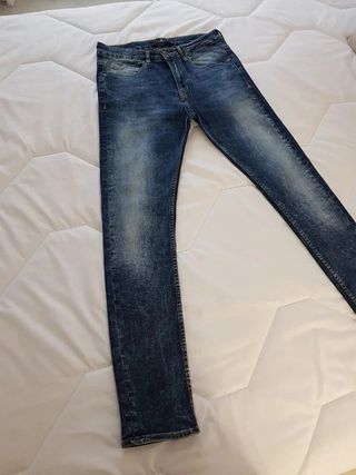 Pantalón Vaquero Zara Azul Oscuro Ajustado