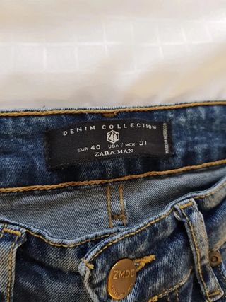 Pantalón Vaquero Zara Azul Oscuro Ajustado