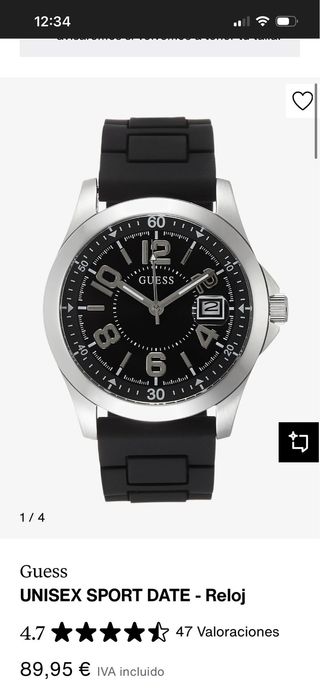 Reloj Guess Deportivo Hombre Negro/Plata