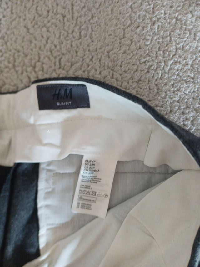 Pantalón lana H&M Talla 48 Gris