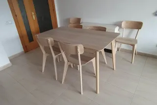 Mesa comedor + 4 sillas madera IKEA Lisabo