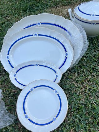 Vajilla San Claudio porcelana azul y blanca