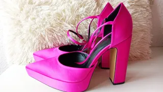 Zapatos de tacón rosa plataforma
