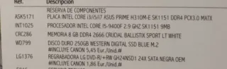 PC Sobremesa I5 9400F 2.9ghz