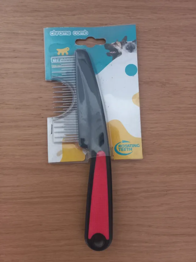 Peine cepillo cromado perro pelo medio-largo