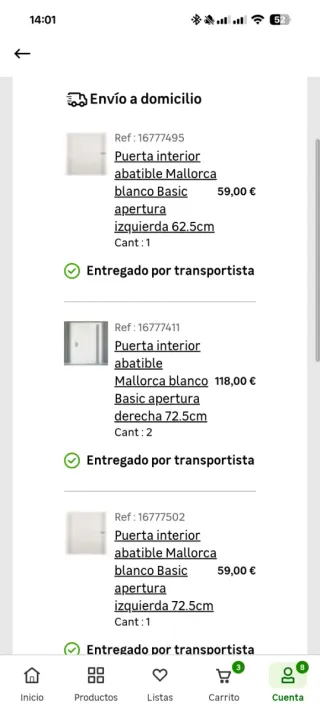 4 Puertas interiores abatibles blancas