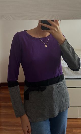 Camiseta Purificación García Morado y Gris