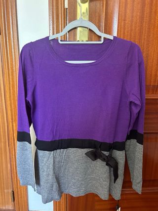 Camiseta Purificación García Morado y Gris