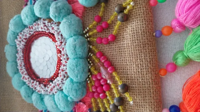 Bolso de mano Toscana beige y multicolor