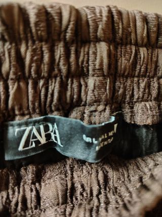 Falda midi marrón chocolate Zara Talla L 
