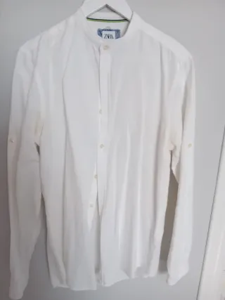 Camisa Zara Blanca Manga Larga Talla M