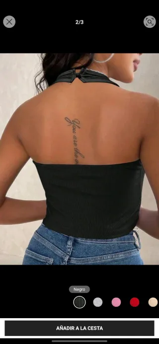 Top negro tirantes espalda descubierta XL