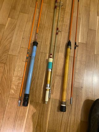 Lote de 3 cañas de pescar vintage