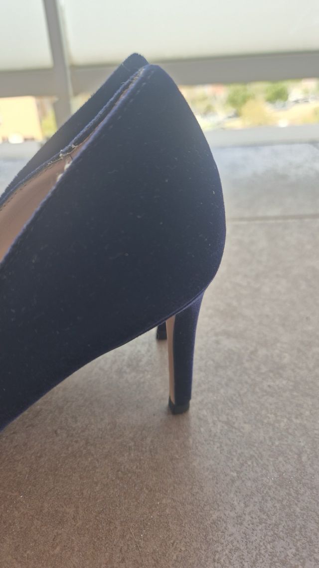 Zapatos de fiesta azul terciopelo