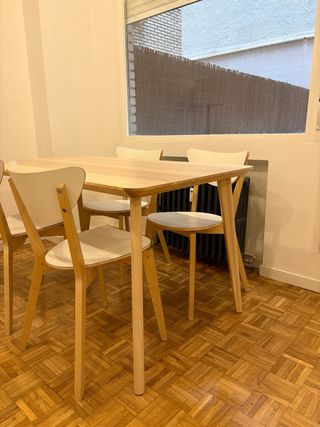 Mesa comedor madera Ikea Lisabo + 4 sillas