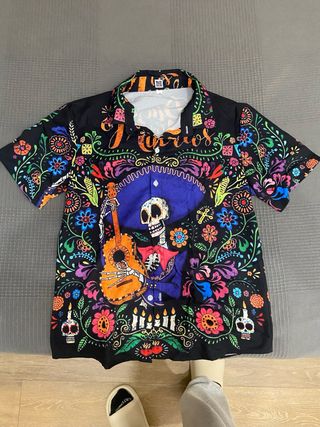 Camisa estilo mexicano calavera guitarra