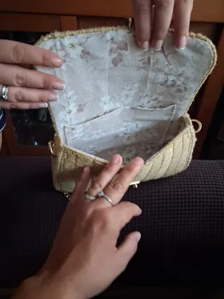 Bolso de crochet beige y marrón  hecho  a mano