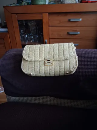 Bolso de crochet beige y marrón  hecho  a mano
