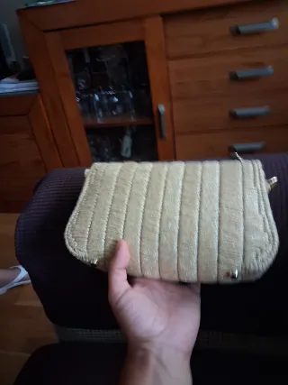 Bolso de crochet beige y marrón  hecho  a mano