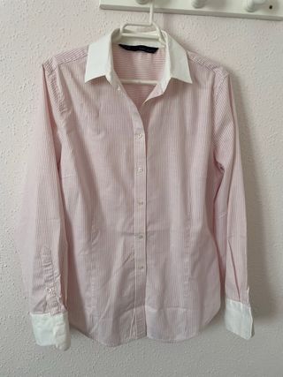 Camisa Zara Rayas Rosas y Blancas