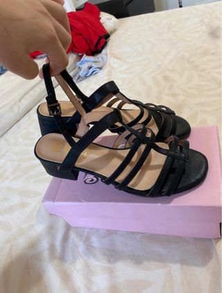 Sandalias negras tacón T 37
