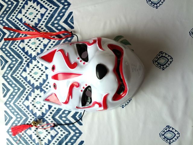 Máscara de Kitsune Zorro Demonio Japonés Blanco