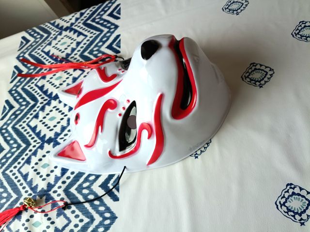 Máscara de Kitsune Zorro Demonio Japonés Blanco